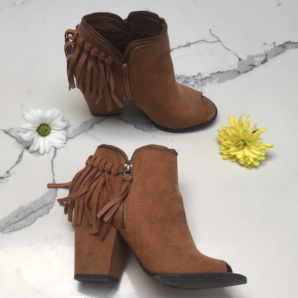 DV by Dolce Vita Peep Toe Fringe Booties - Picture 1 of 5